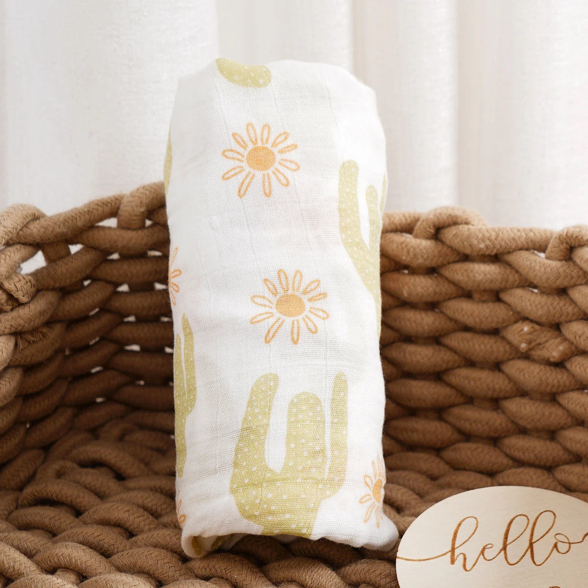 Elinfant Baby Muslin Swaddle Blanket 120x110cm Bamboo Cotton – SGS/CPSIA Certified Soft Print Wrap for Newborns - I YAN