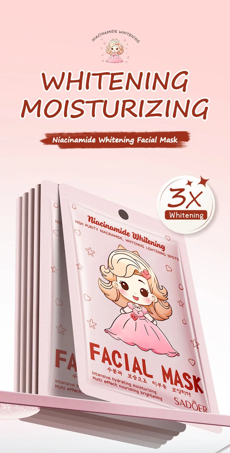 10pcs SADOER Hyaluronic Acid Collagen Face Mask Facial Skincare Moisturizing Hydrating Facial Masks Korean Skin Care Cosmetics