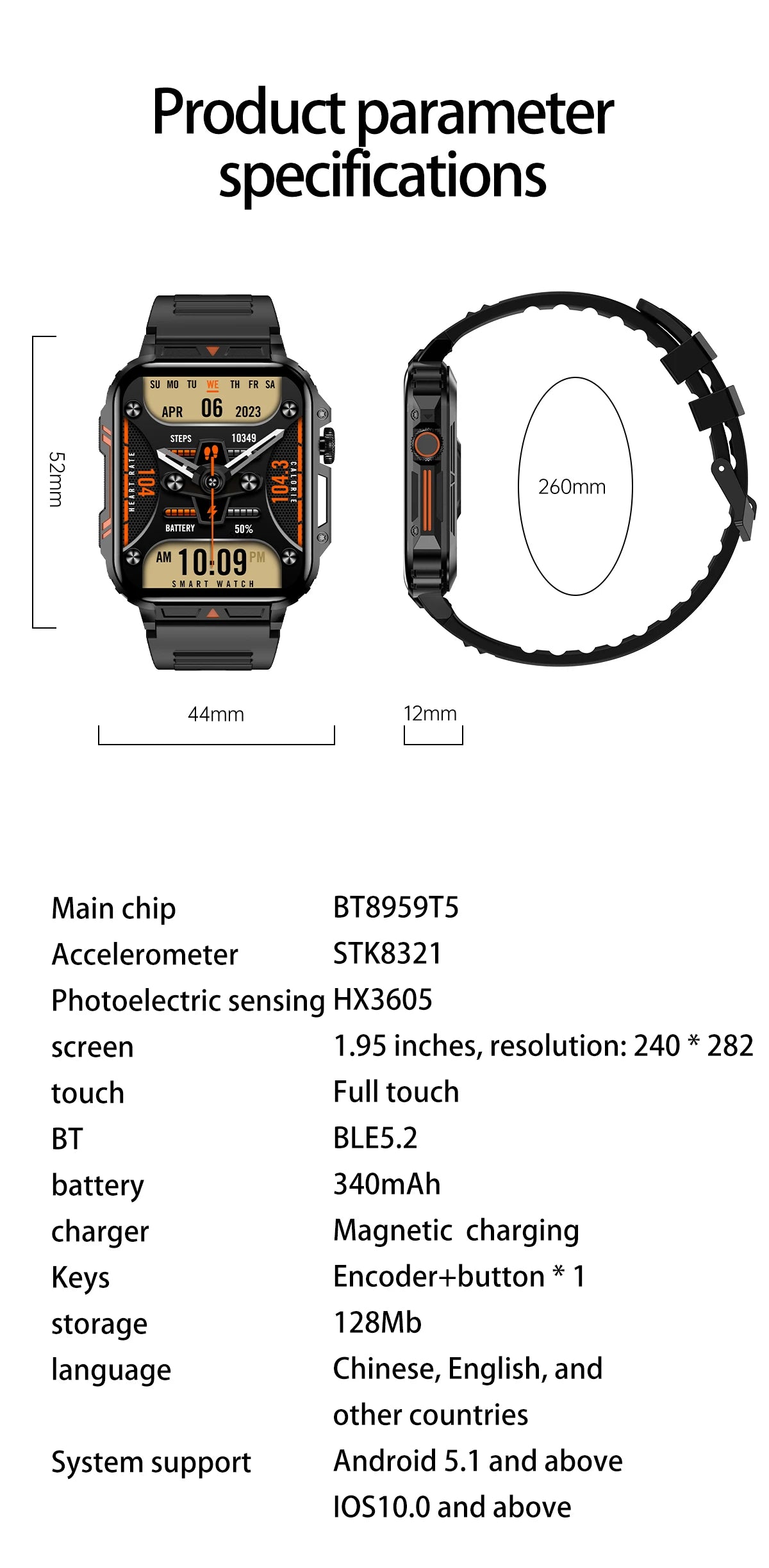 Military Men Smart Watch Health Monitor Wireless Call Smartwatch Fitness IP68 Waterproof Sports Watches for Women Android 2025