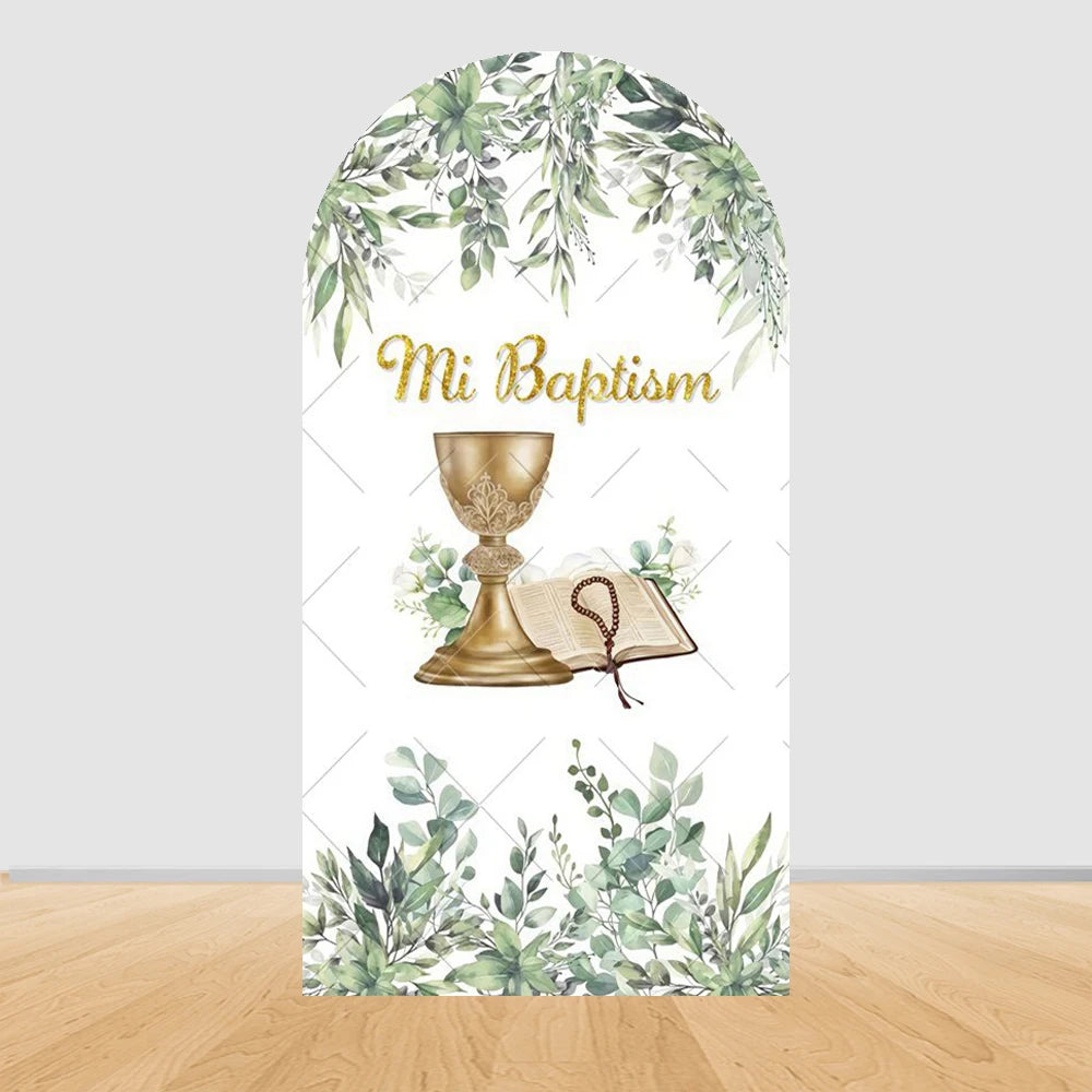 Girl Boy My First Communion Arch Backdrop Cover Flowers God Bless Holy Cross Baby Shower Baptism Party Decor Arched Background