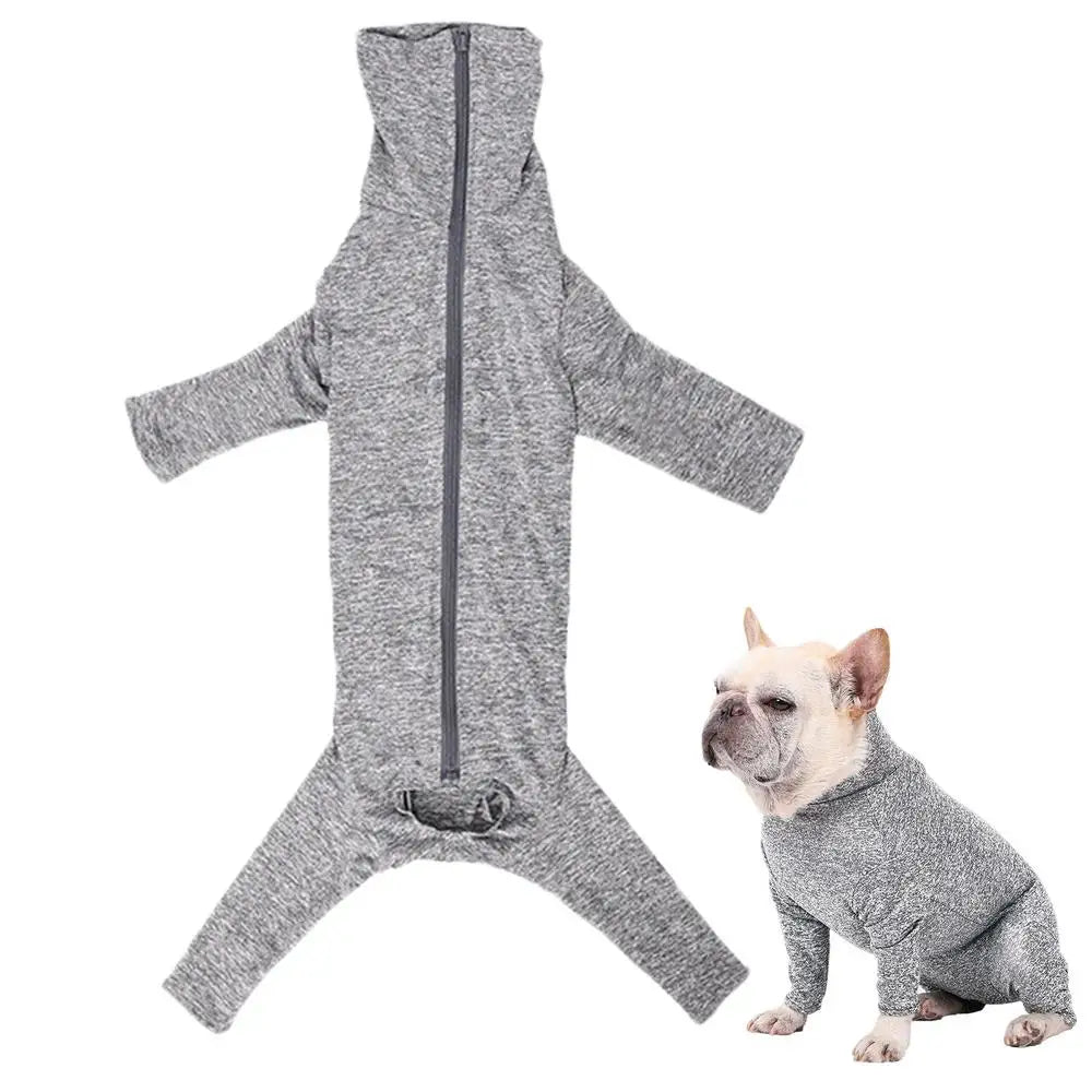 I YAN dog anti-shedding recovery suit with four legs, winter pullover, calming shirt, and protective jumpsuit for shedding control.