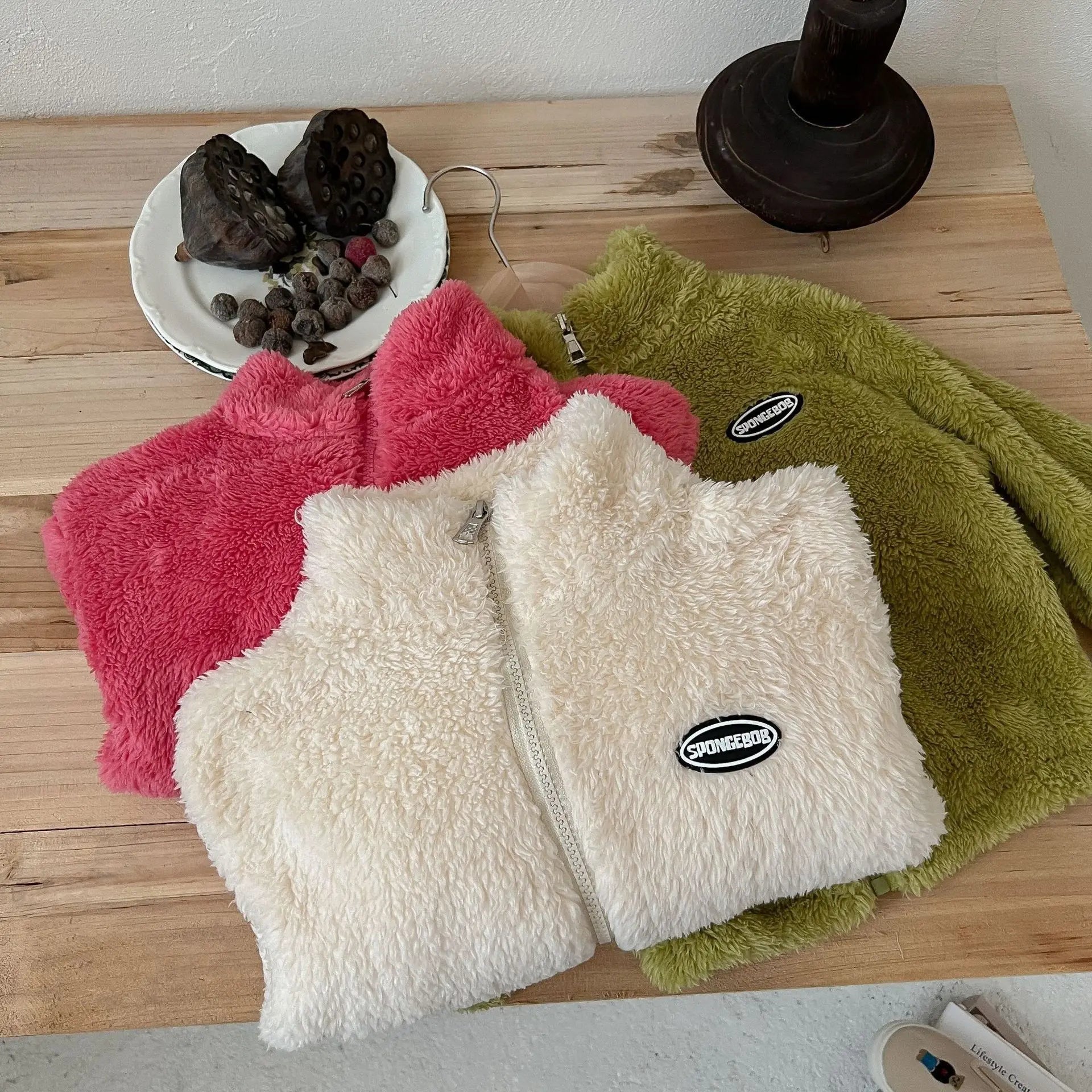 Jackets & Coats Kids Flannel Jacket Autumn Winter Boys Girl Casual Simple Coat Colorful  Lined Top Solid Color Children Clothing