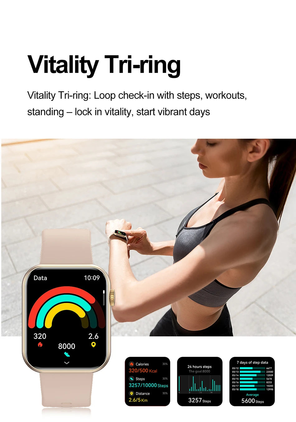 New Smart Watch Full Touch Screen Bluetooth Call AI Voice Heart Rate Waterproof Watches Sports Bracelet Smartwatch Women