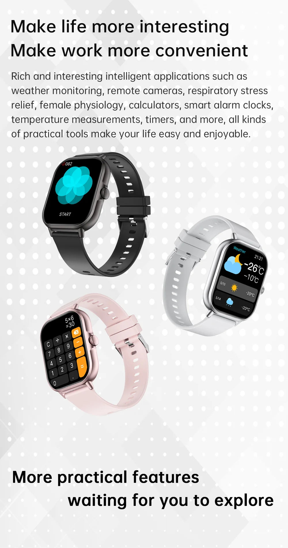 2025 2.01'' Smart Watch Bluetooth Call Play Music Smartwatch Fitness Clock Sport Waterproof Watches for Men Women iPhone Android
