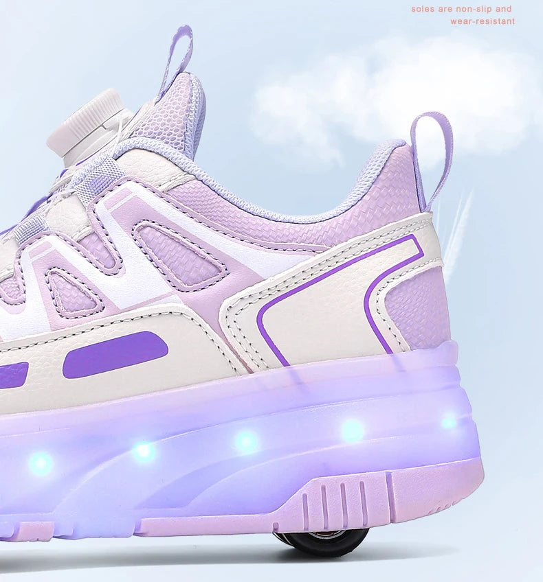 Roller Skate Shoes Kids Sneakers With 4 Wheels LED Light Luminous Children Glowing Fashion Outdoor Sports Shoes Girls Boys Gifts