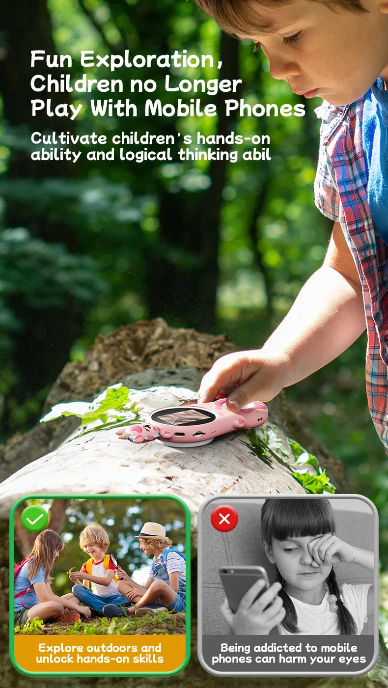 Mini Kids Optical Microscope 500x Magnification 200MP Camera Lens with Photo And Video Function Silicone Cover  Children's Gift