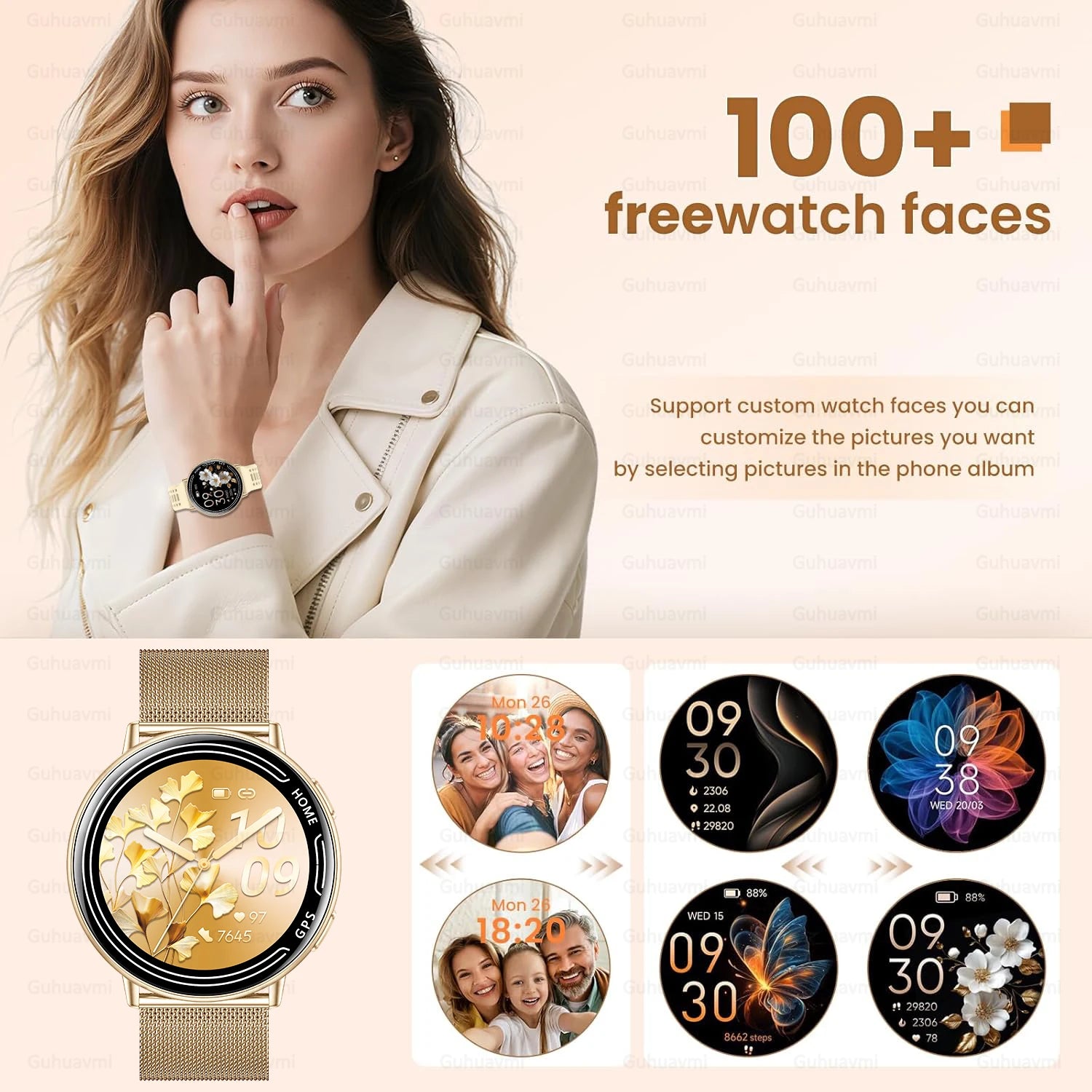 Elegant Women Smartwatch 2026 New 1.39'' AMOLED Screen Bluetooth Call Heart Rate Women's Health IP68 Waterproof Fashion Watches