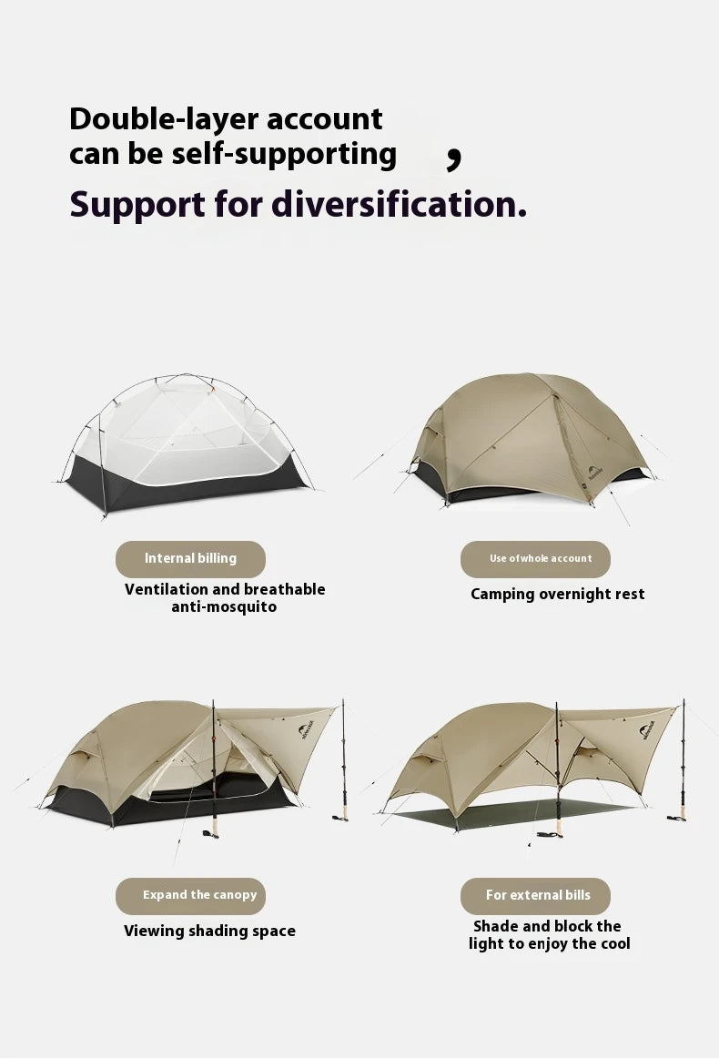 Naturehike 2025 Mongar UL Camping Tent 1-2 People 15D Nylon 3 Season Tent Waterproof Ultralight Portable Outdoor Tent With Mat