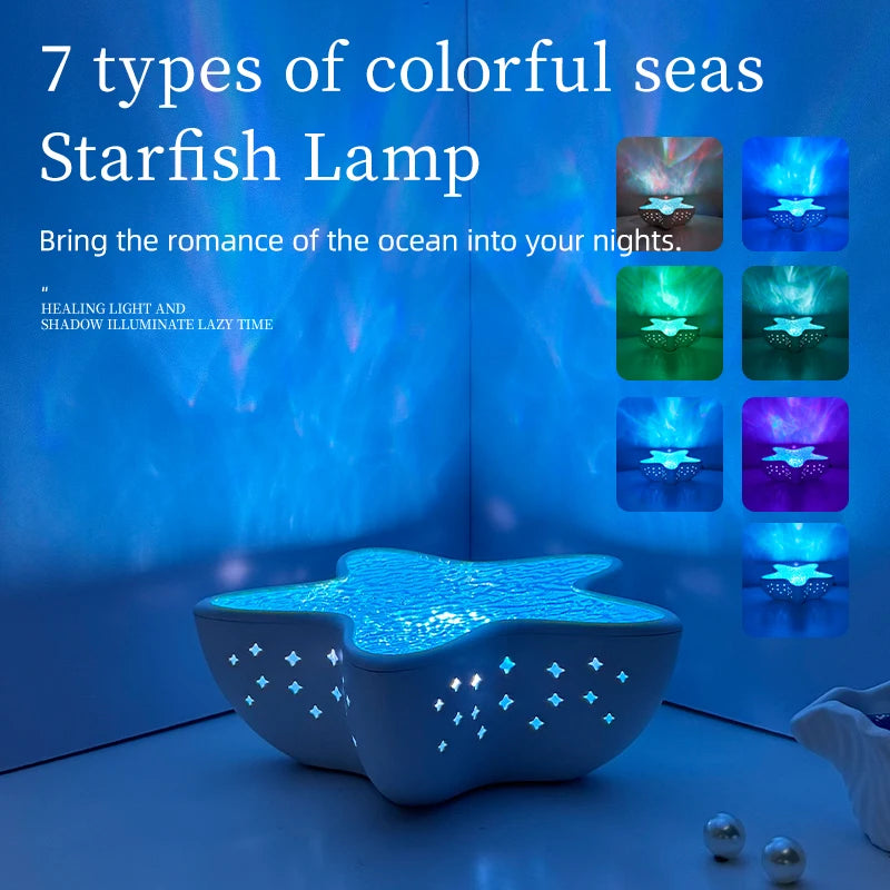 Starfish LED Table Lamp Aurora Projector Lamp Starry Sky Northern Light Bedside Lamps Bedroom Decoration Atmosphere Night Light