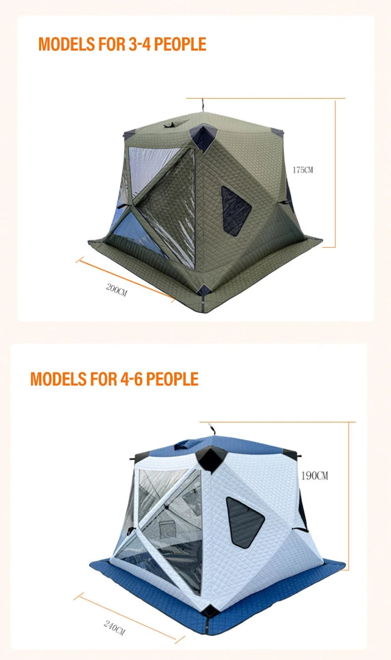 Outdoor Winter Fishing Ice Fishing Tent Camping Gear Warmth-Enhanced Windproof for Cold Weather Fishing Adventures