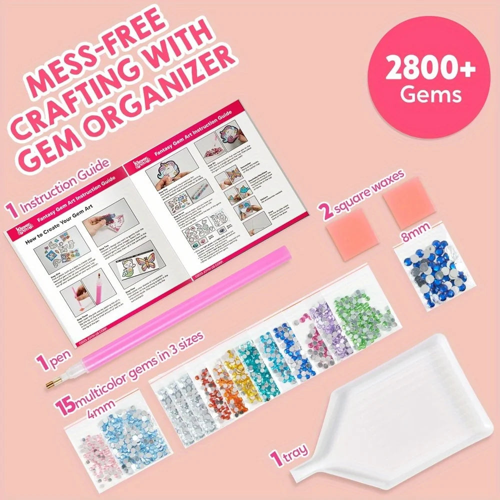 Joyfy 16 Projects Gem Painting Kit by I YAN featuring colorful 5D gems for kids ages 6-12, perfect for craft activity and gift.