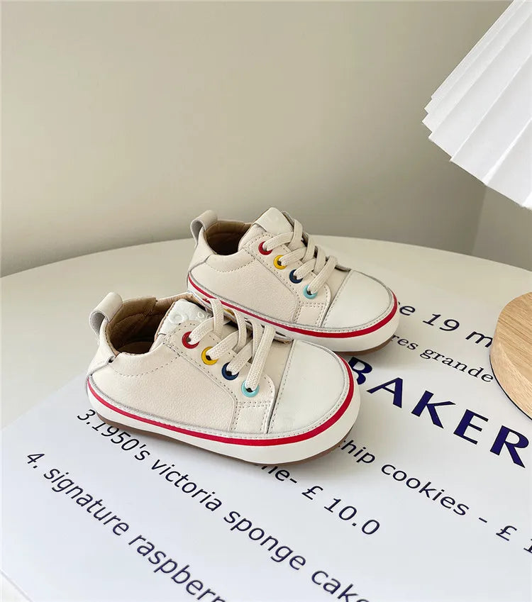 Spring/Autumn Baby Shoes Leather Toddler Boys Barefoot Shoe Soft Sole Girls Outdoor Tennis Fashion Little Kids Sneakers