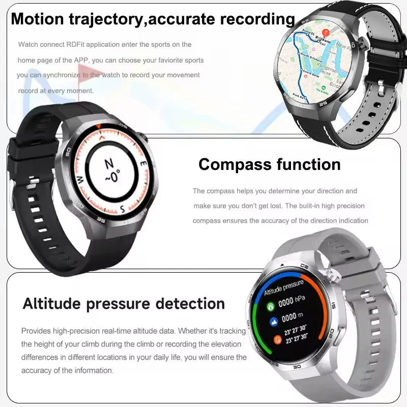 Watch 5 Pro GPS Track Compass Smart Watch Men 360*360 AMOLED Screen NFC BT Call Waterproof Health Monitor Man Smartwatches
