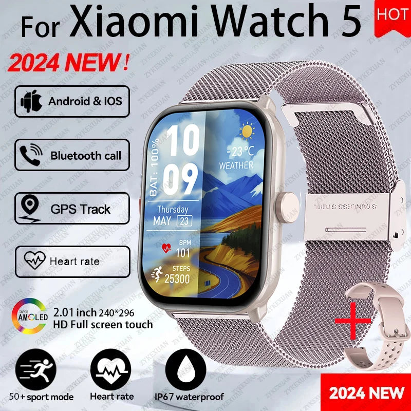 Watch 5 Global Version Men Women AMOLED Screen Always Show Time Heart Rate Bluetooth Call GPS Track Waterproof Sports Smartwatch