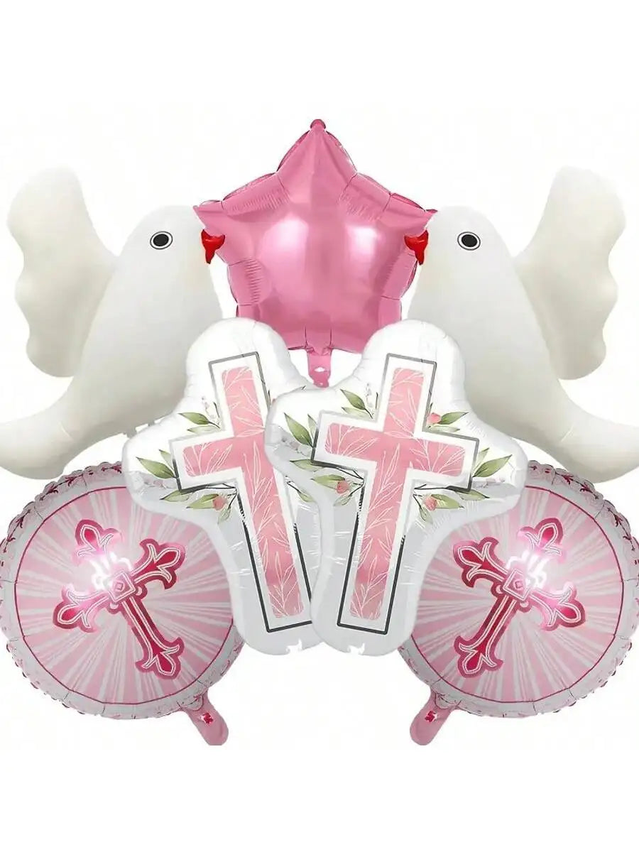 5pcs/7pcs Blue Pink Cross Dove Star First Communion First Communion Baptism Party Christening Confirmation Party Mi Bautizo