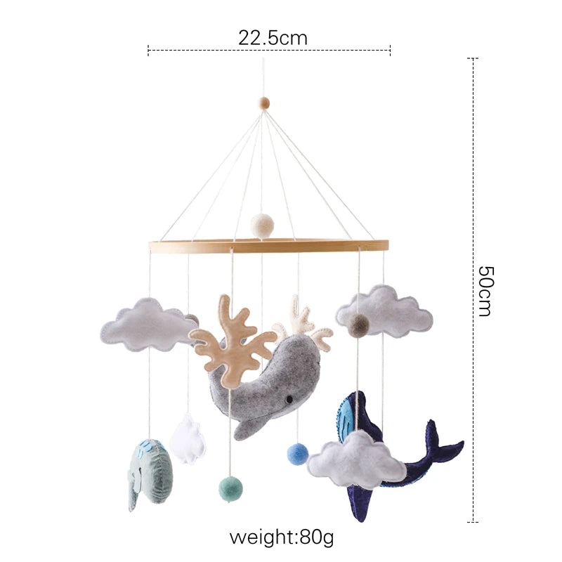 Crochet Stars Baby Crib Mobile – Wooden Bed Bell Hanging Toy for Newborns 0-12M - I YAN