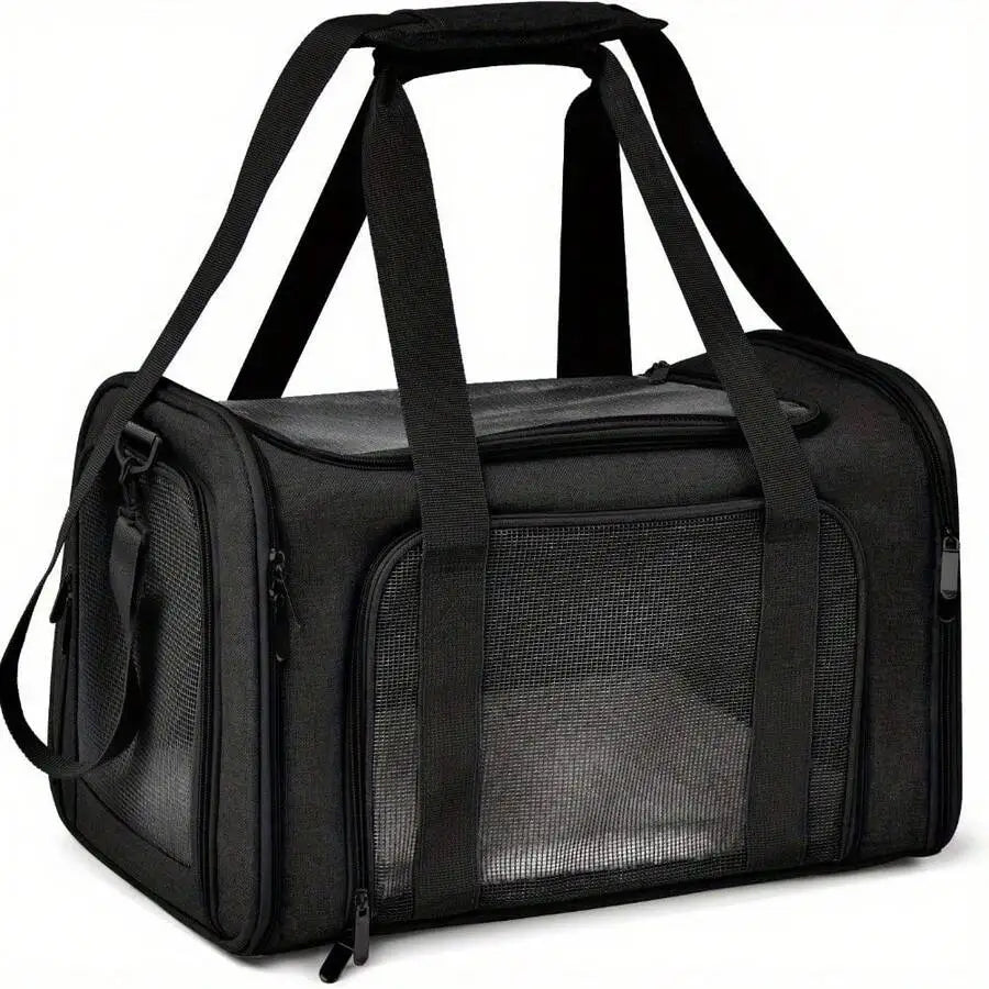 Foldable, Airline-Approved Pet Tray, Soft Polyester Dog And Cat Travel Bag, Zip Closure, Suitable For Small To Medium-Sized Pets, Weighing No More Than 15 Lbs, Random Zipper Color.