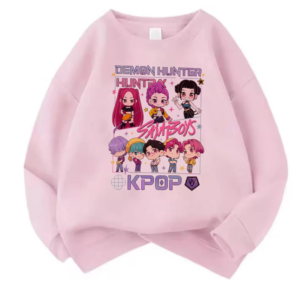 Movie Fans Gift Hoodie Girls Kids Huntrix Kpop Demon Hunters Children's Sweatshirt Cute Tiger Harajuku Hoody for Boys Girls