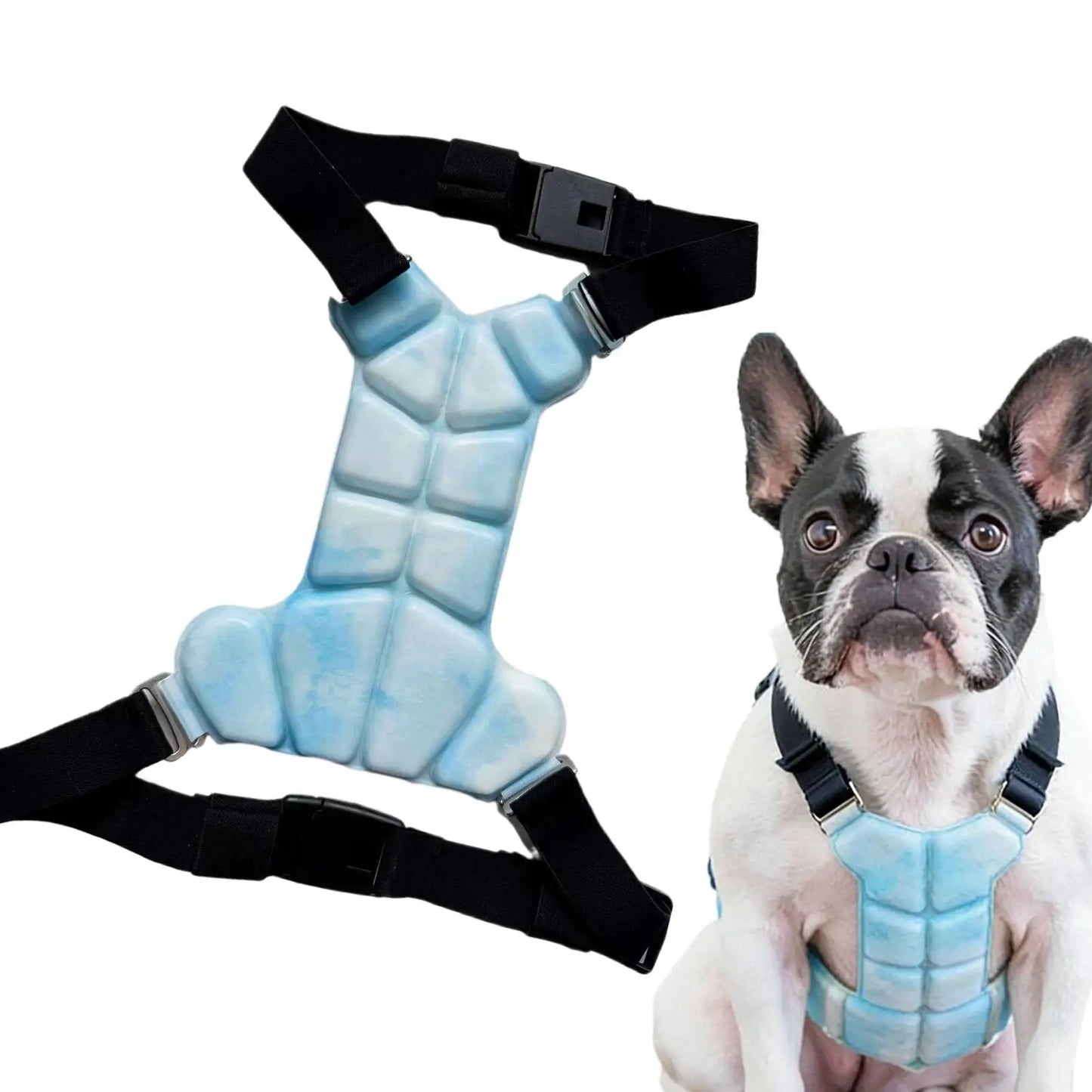Lightweight I YAN Gel Dog Cooling Vest harness for small and medium dogs, providing heat relief and comfort.