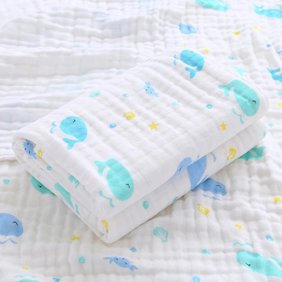 Baby Bath Towel Newborn Bathrobe 4-Layer Pure Cotton Gauze – Soft Swaddle Blanket & Washcloth for Boys & Girls - I YAN