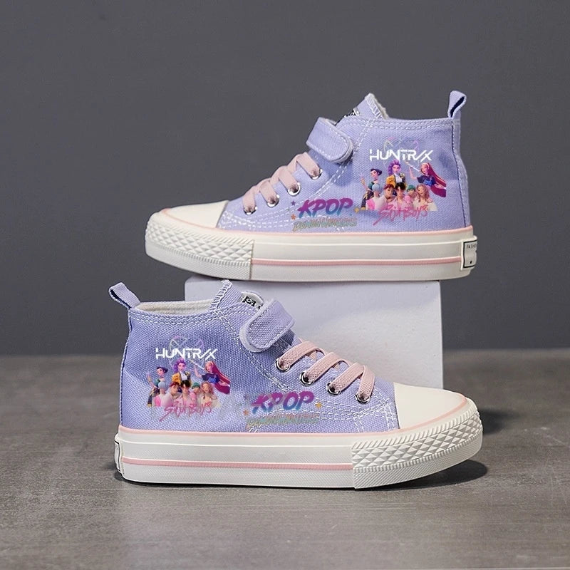 Children Casual Sneakers Girls' High-Top Canvas Shoes KPop New Student Running Kids basket Shoes Rumi Tennis Shoes