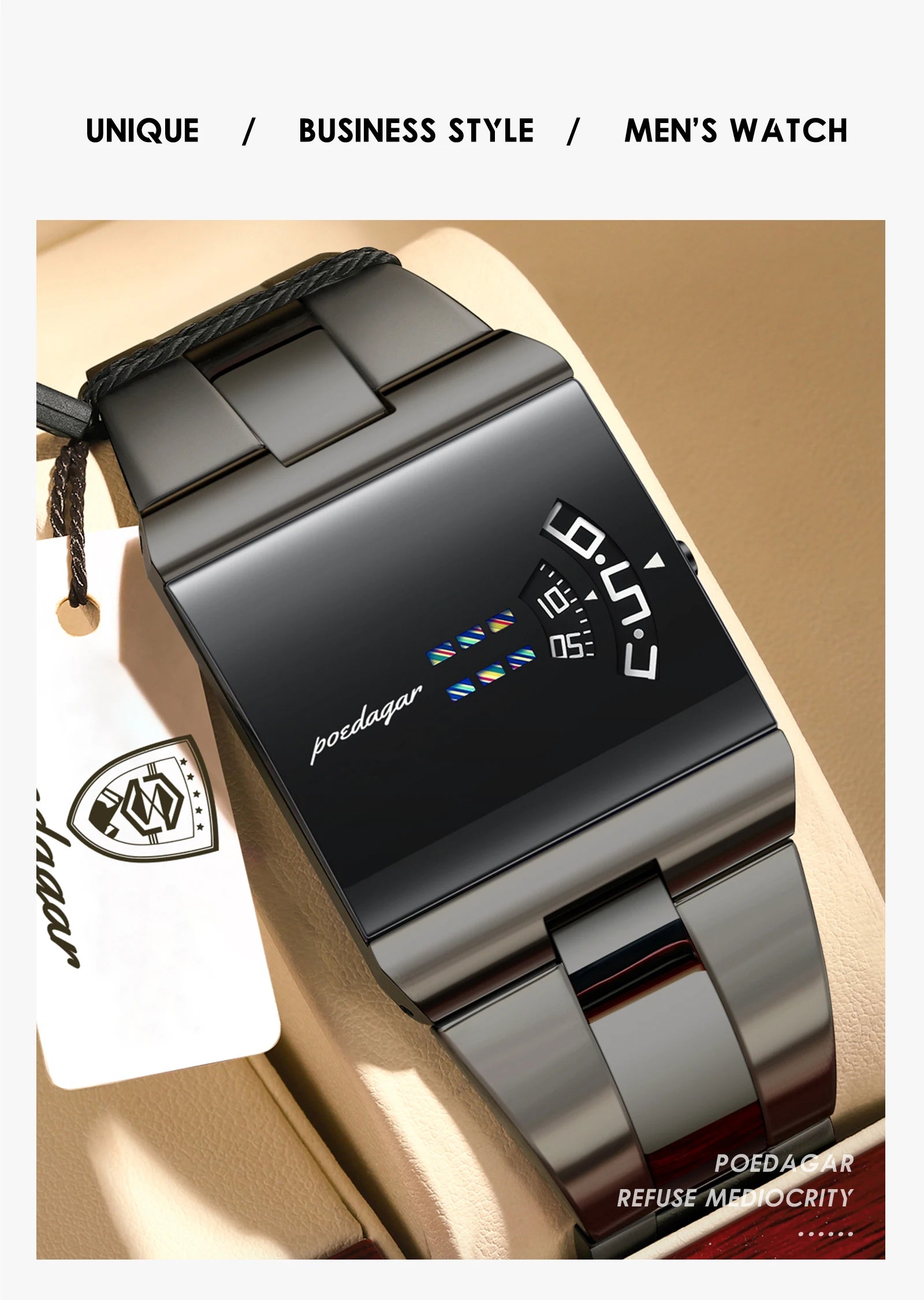 POEDAGAR Original Fashion Men Wristwatch Waterproof Business Elegant Man Clock Stainless Steel Quartz Casual Men's Watches Reloj