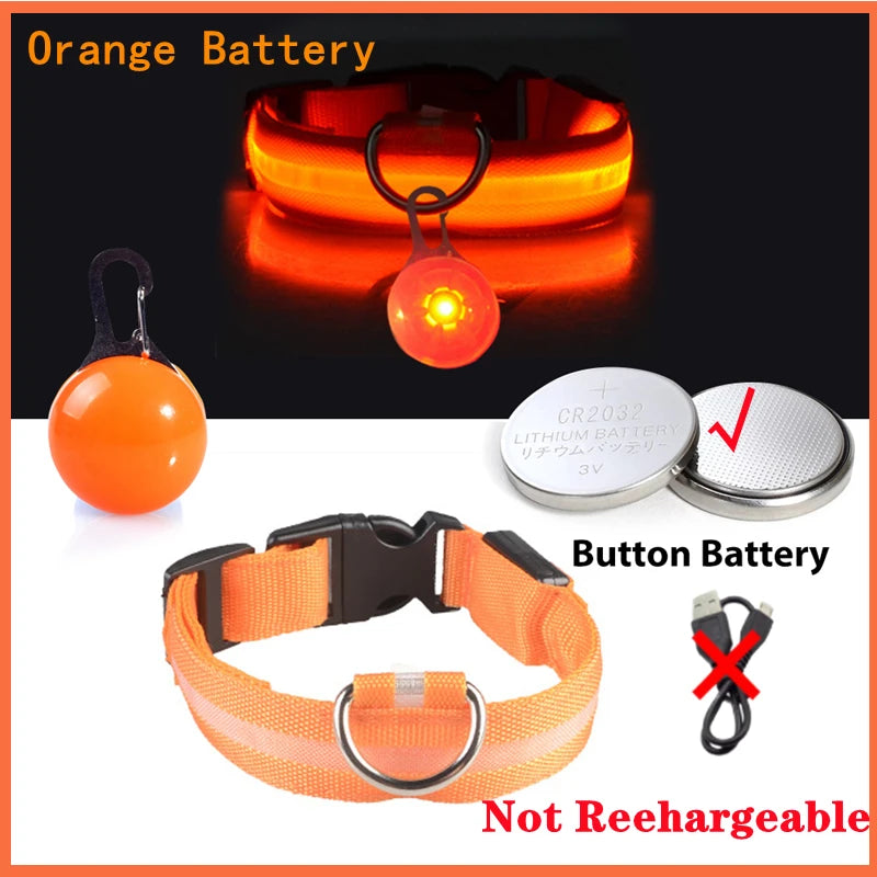 USB rechargeable LED glowing dog collar by I YAN, illuminated safety light for small dogs and cats in dark or low light.