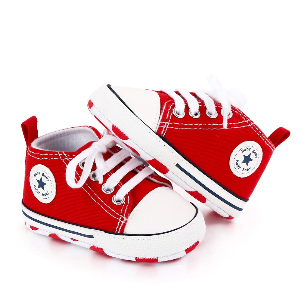 I YAN spring baby canvas sneakers for boys and girls, soft sole, non-slip toddler shoes for first walking steps