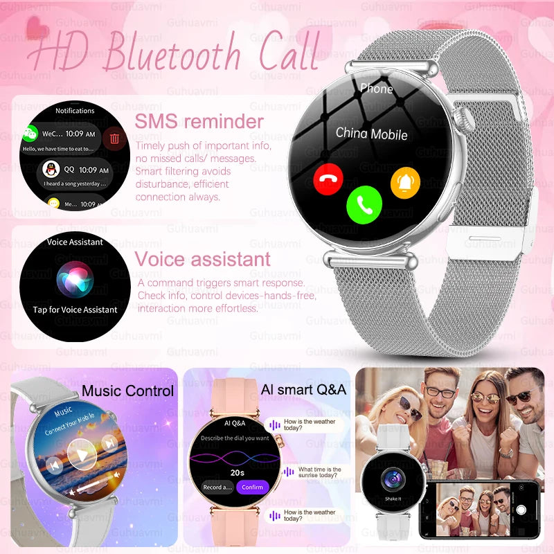 2026 New Women AI Smart Diagnosis Smart Watch HRV+ECG Uric Acid Blood Oxygen Health Monitor IP68 Waterproof Sports Smartwatches
