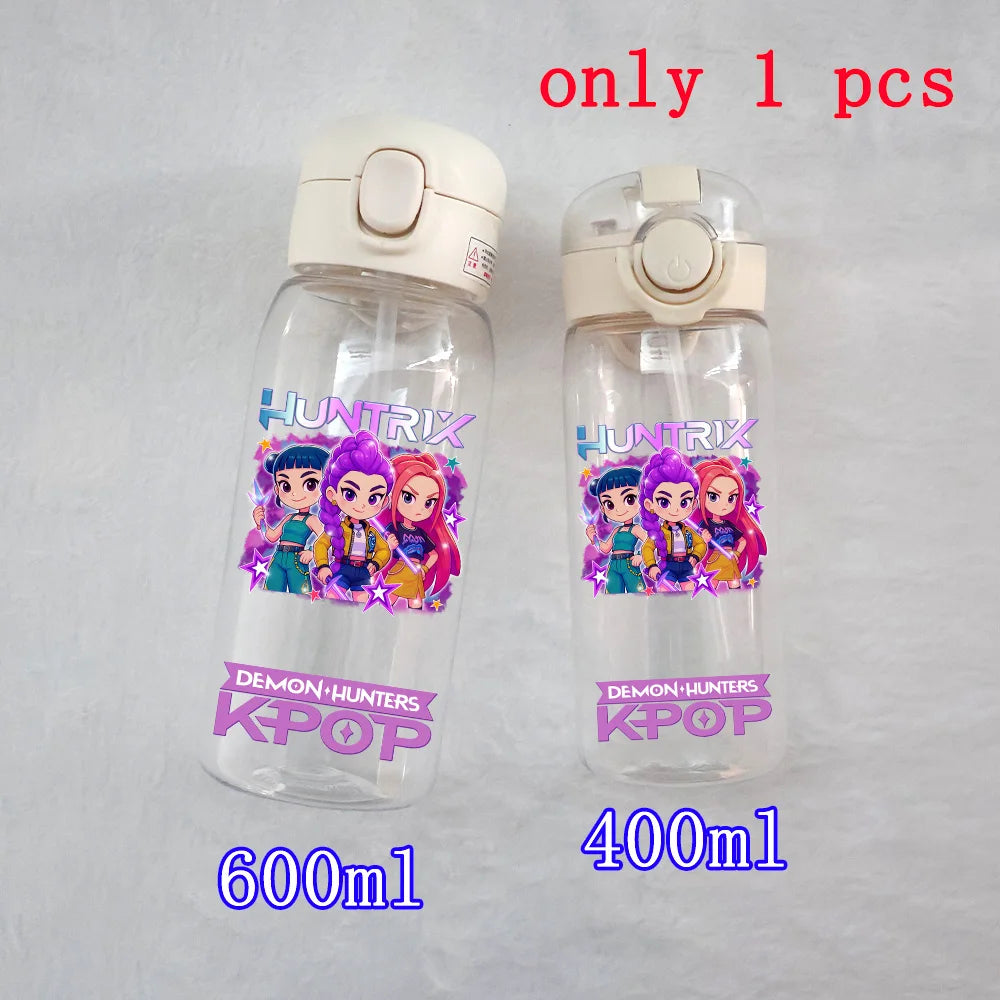 400ML-600ML Animated Movie K-Pop: Demon Hunters HUNTR/X Plastic Large Capacity Water Cup Bottle Gourde Drinking Bottle Gifts