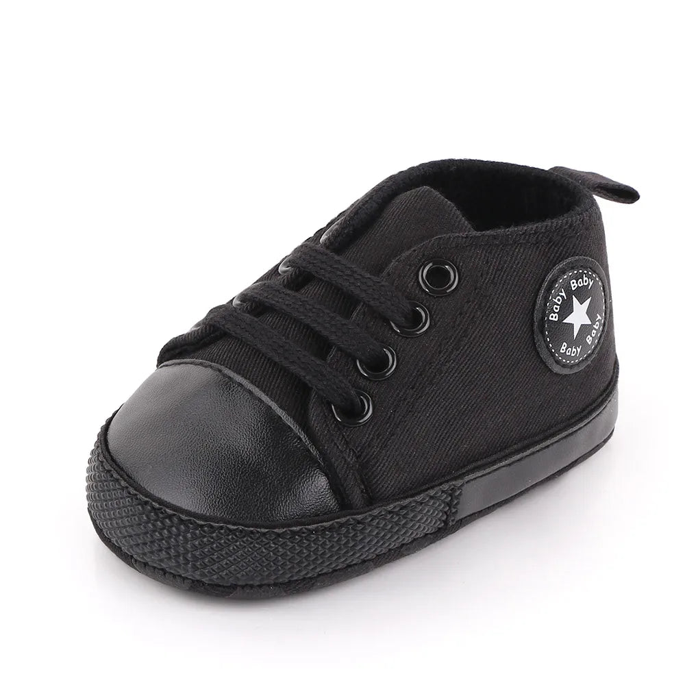 Baby boy and girl canvas sneakers by I YAN with soft, non-slip soles for first steps, casual toddler shoes for early walking.
