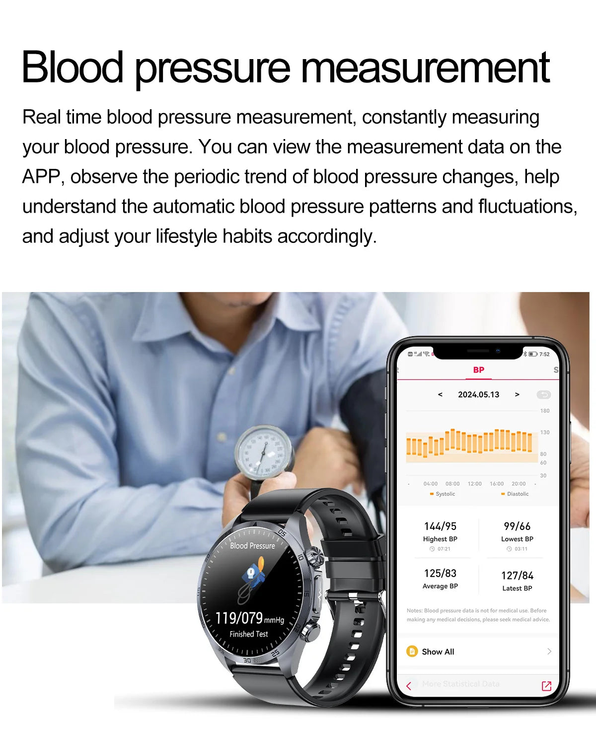 2026 New Pulse﻿ ECG+PPG Treatment Smart Watch Men Blood Lipid Uric Acid BP Body Fat Tired monitor Sports Health Call Smartwatch