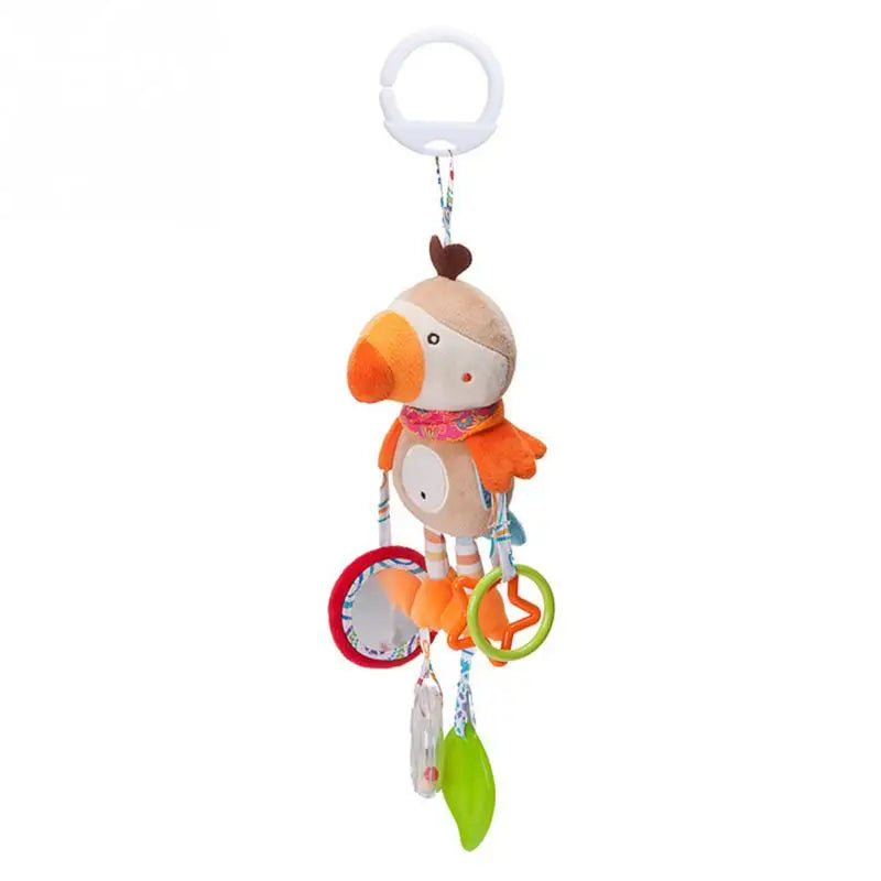 Soft giraffe and zebra plush handbells and rattles with teether, baby development handle toys for infants and newborns.