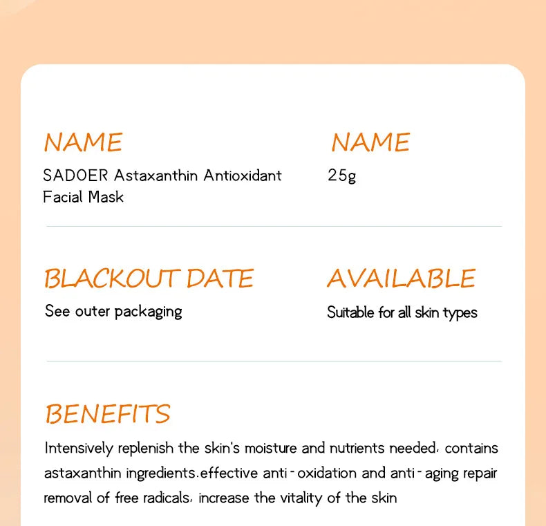 10pcs SADOER Hyaluronic Acid Collagen Face Mask Facial Skincare Moisturizing Hydrating Facial Masks Korean Skin Care Cosmetics