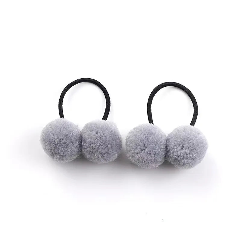 5/10pcs New Dog Double Plush Elastic Solid Hair Ball Pets Grooming Bows for Small Dogs Cat Bows Dog Hair Accessories Wholesale