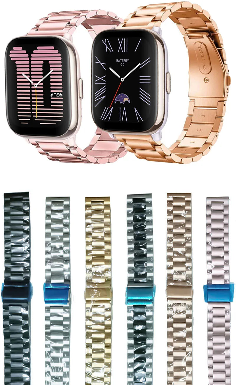 20mm 22mm WatchBand For Amazfit Active/GTS 2/3/4 Mini Strap GTR 2/3/4 42 47mm stainless steel Bracelet For Amazfit Bip 3 5 Band