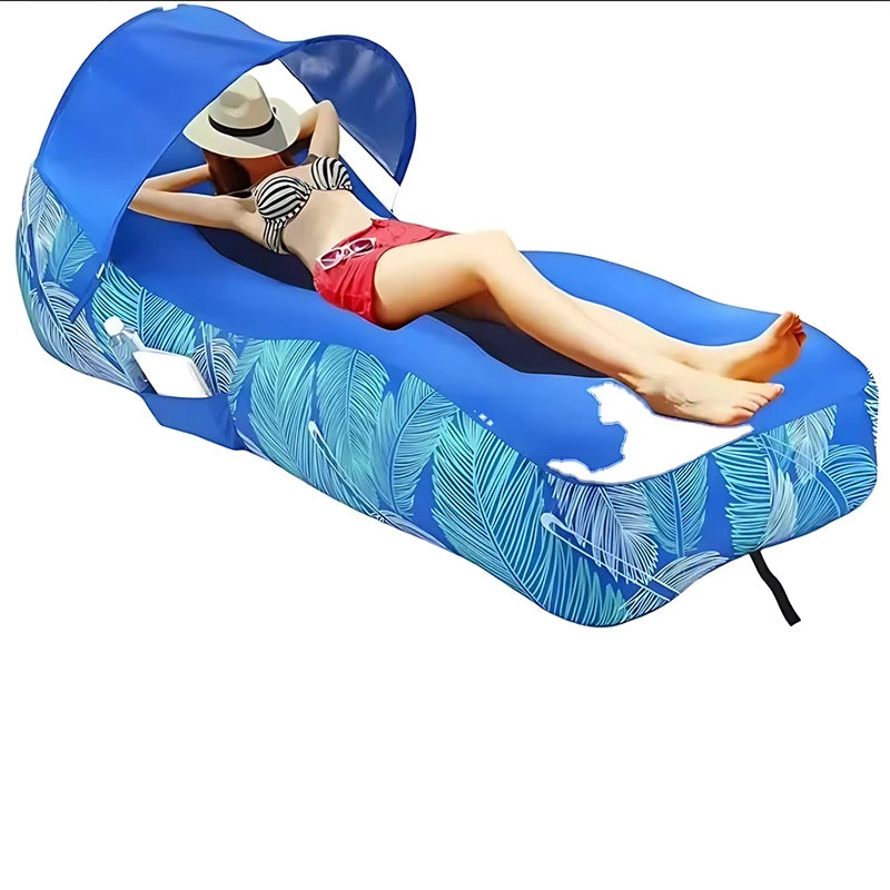 Inflatable Sofa Outdoor Camping Quick Inflatable Lazy Lounge Chair Leak Proof Beach Inflatable Bed for Travel With Sunshade