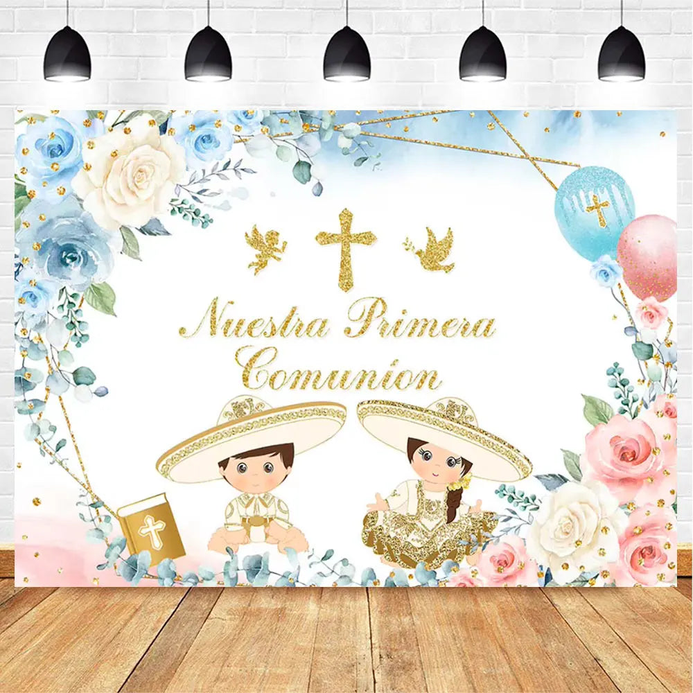 My First Communion Theme God Bless Boy Girls Party Decoration Supplie Grail God Bless Baptism Christening Baby Shower Background