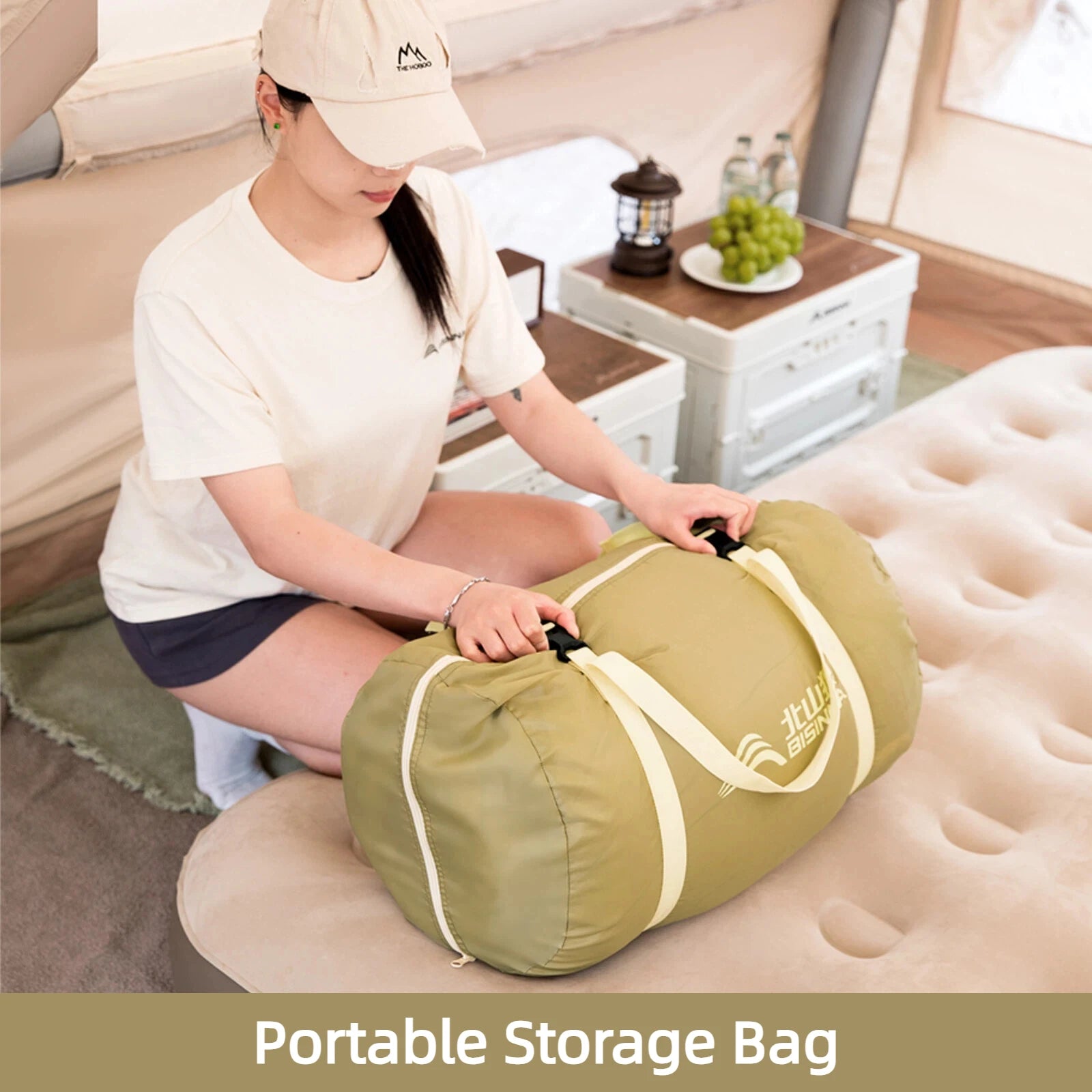 Camping Double Sleeping Bag 4 Season Portable 2 in 1 Detachable Sleeping Bag for Couples Friends Travel Hiking