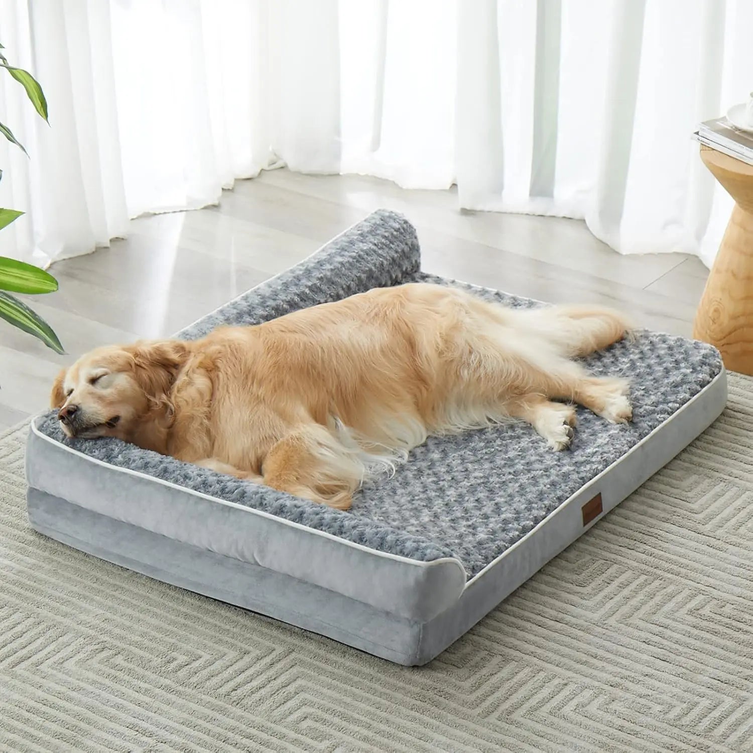 Orthopedic Dog Bed for Large Dogs - Waterproof Sofa Bed with Washable Cover, Non-Slip Bottom, L-Shape Support