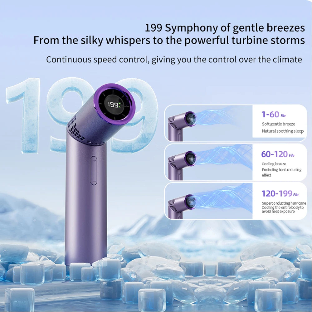 Foldable handheld small fan Outdoor mini high-speed with 199 levels portable USB charging foldable lipstick mini fan