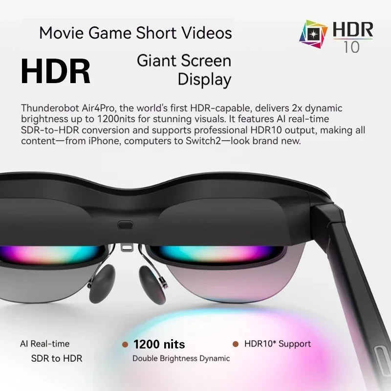 RayNeo Air 4 Pro smart AR glasses Supports HDR10 3840Hz 4 speakers 1200 nits Micro-OLED dual-layer screen AR glasses