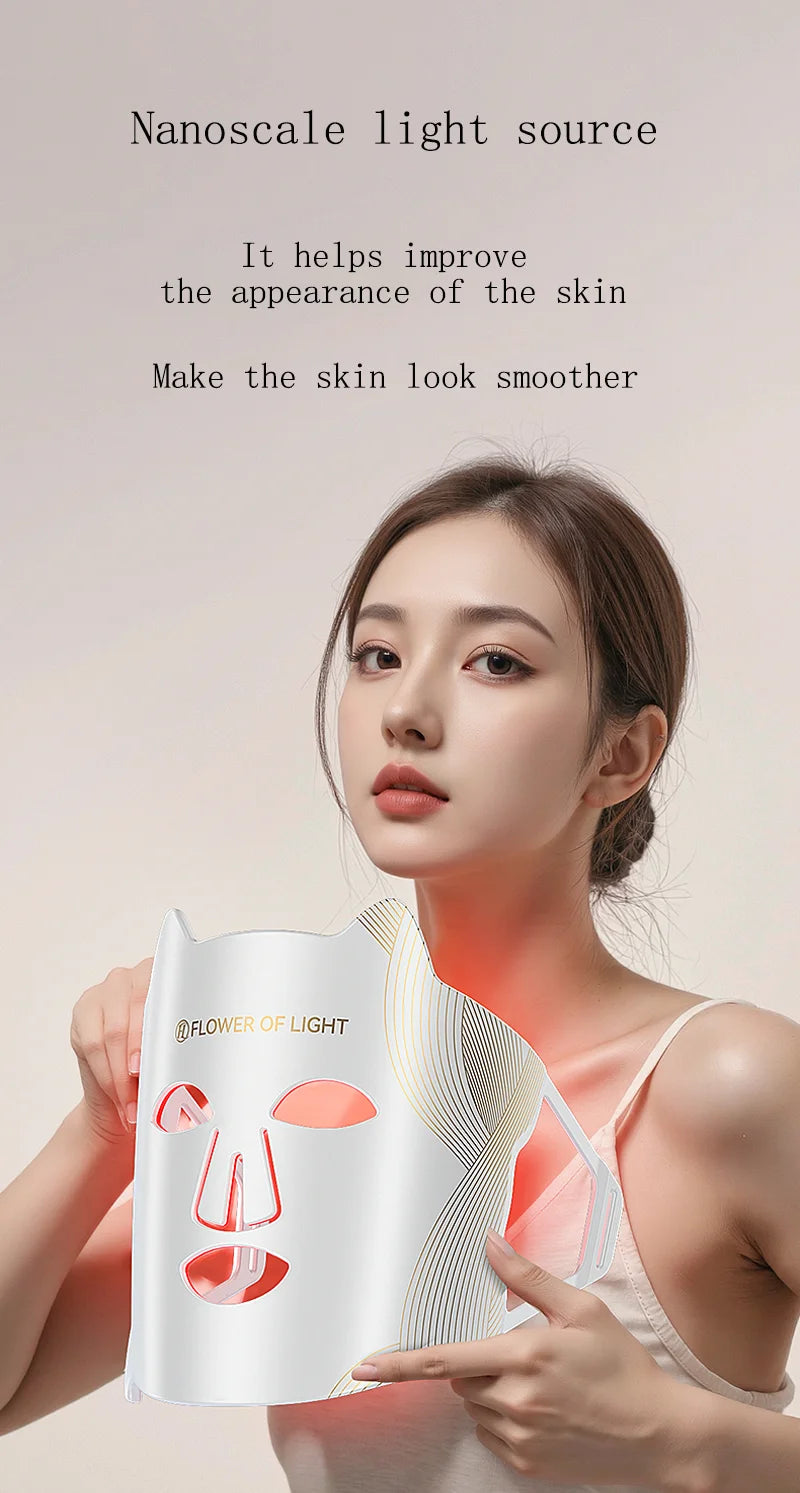 LED Beauty Mask Red Blue Light Home Skin Rejuvenation Device Brightens Skin Tone Improves dull Oily and Acne-prone Skin Care