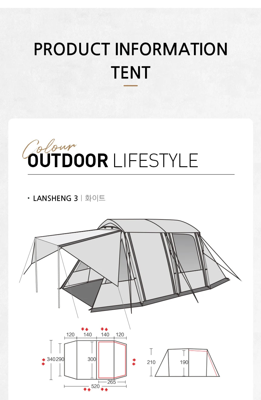 Camping Ls4 Tunnel Tent Living Shell Tent Large Camping Tent Extra Space