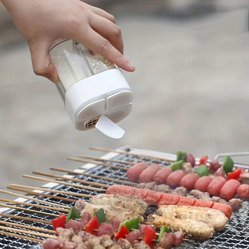 4in1 Camping Seasoning Shaker Multi-Purpose Spice Jar with Lid 4-Compartment For Outdoor BBQ Cooking Salt Pepper Storage Box