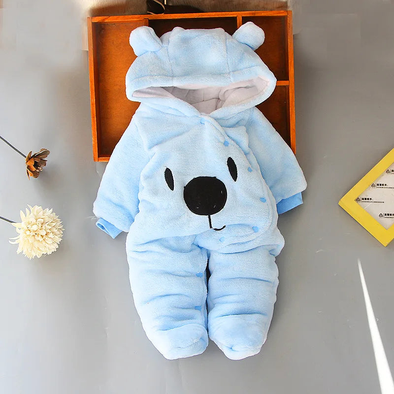 Autumn Winter Baby Boy Rompers Hooded Thick Cotton Newborn Jumpsuit Infant Baby Girl Overalls Toddler New Born Coat