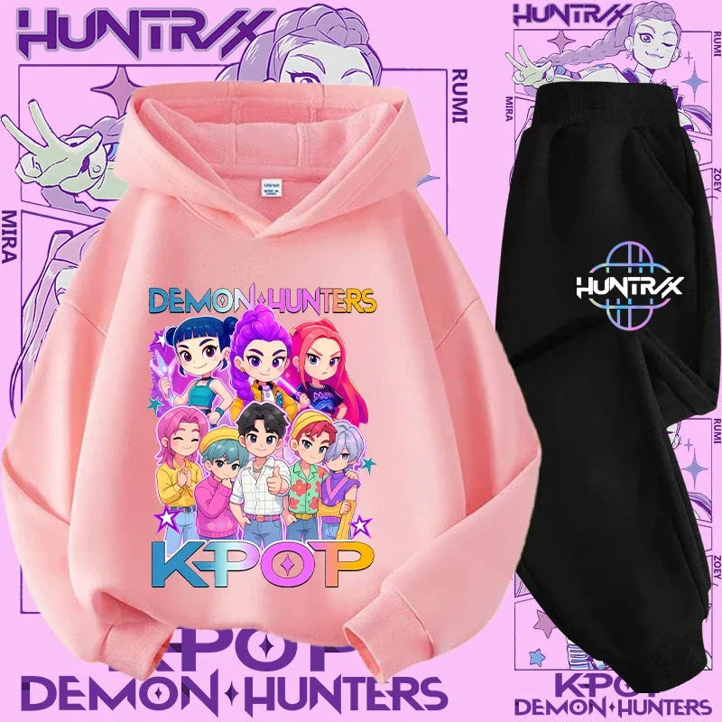 K-Pop Devil Hunter Kids Tracksuit Set – Soft Breathable Hoodie & Pants Girls & Boys Ages 4-13 - I YAN