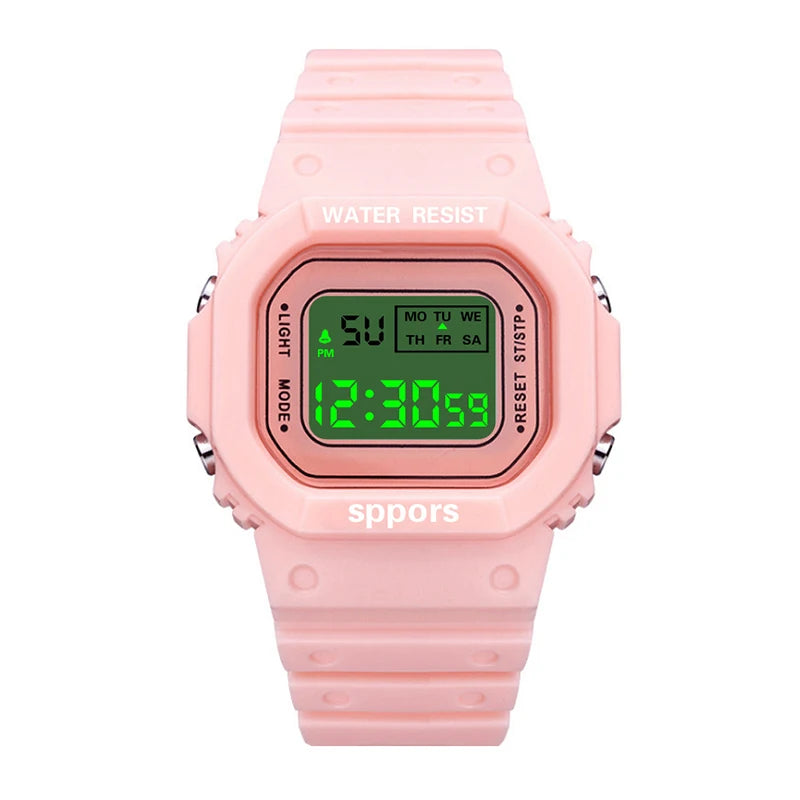 YIKAZE Sports Watch Boys Girls Student LED Electronic Watch Colorful Men Women Square Digital Watches Waterproof Rubber Clock