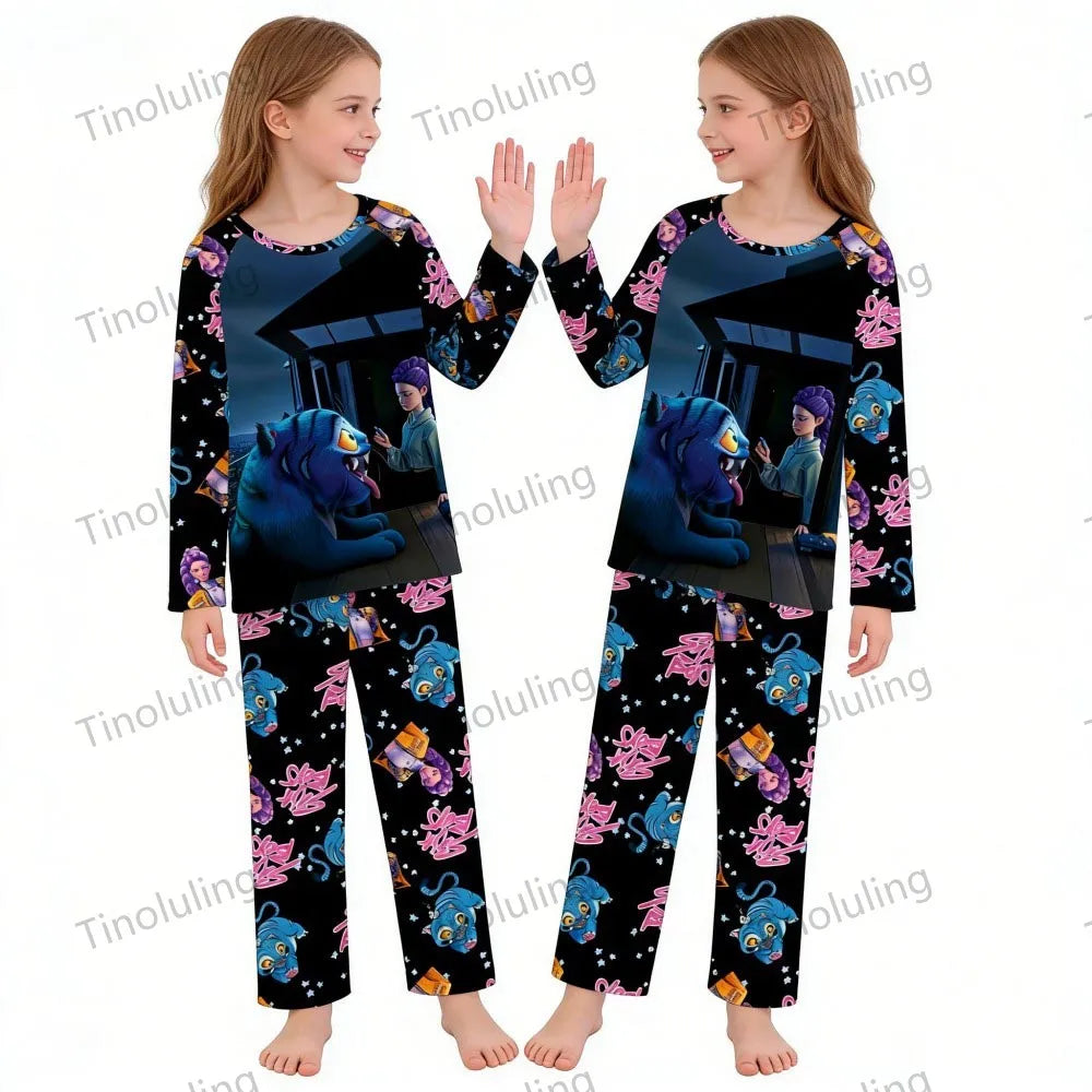 KPop Girls Pyjamas Suit Kids Pajamas Set Long Sleeve Girls Clothing 2pcs Children's Sleepwear Cartoon Boys Nightwear 3-14Y