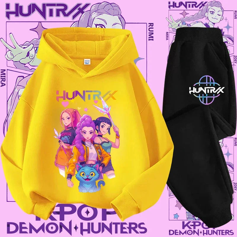 K-Pop Devil Hunter Kids Tracksuit Set – Soft Breathable Hoodie & Pants Girls & Boys Ages 4-13 - I YAN